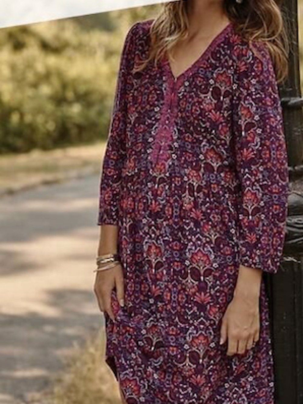 J. Jill Purple Floral Midi Dress